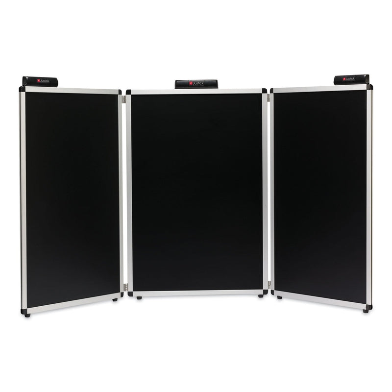 Smead Justick Three-Panel Electro-Surface Table-Top Expo Display, 72" x 36", Black