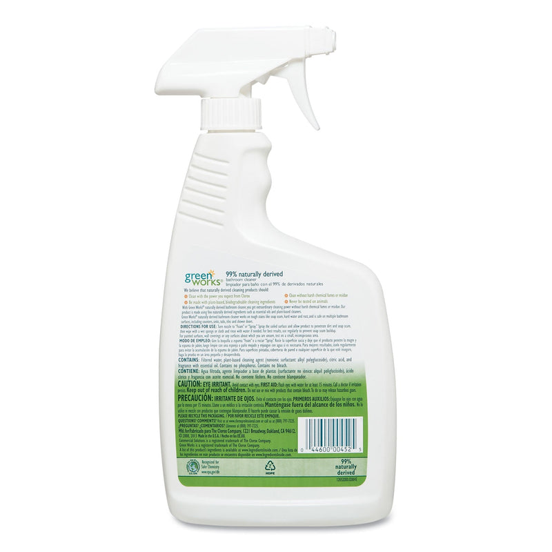 Green Works Bathroom Cleaner, 24 oz Spray Bottle, 12/Carton
