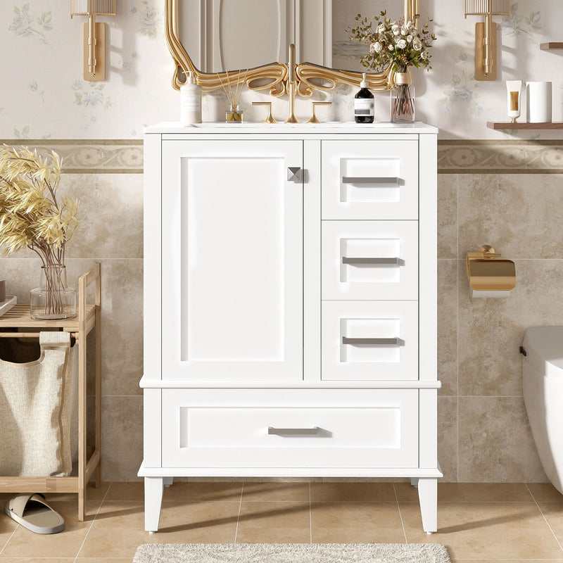 Bathroom Vanity, Modern Bathroom Cabinet With Sink Combo Set, Bathroom Storage Cabinet With A Soft Closing Door And 3 Drawers, Solid Wood Frame