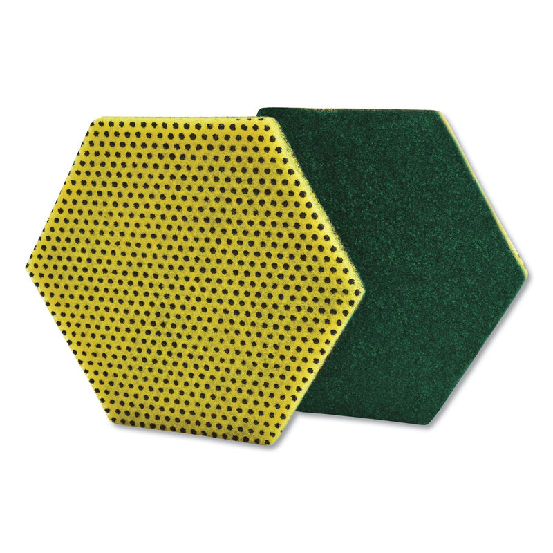 Scotch-Brite Dual Purpose Scour Pad, 5 x 5, Green/Yellow, 15/Carton
