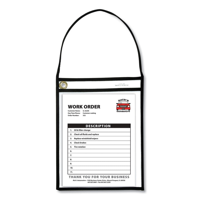C-Line 1-Pocket Shop Ticket Holder w/Setrap, Black Stitching, 75-Sheet, 9 x 12, 15/Box