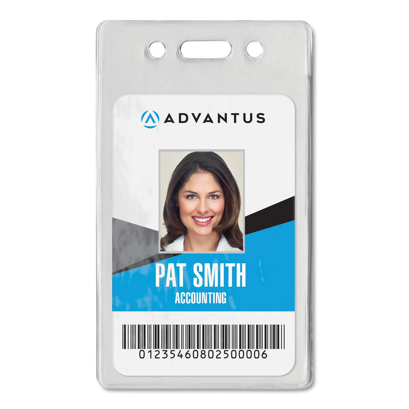 Advantus Proximity ID Badge Holders, Vertical, Clear 2.68" x 4.38" Holder, 2.38" x 3.63" Insert, 50/Pack