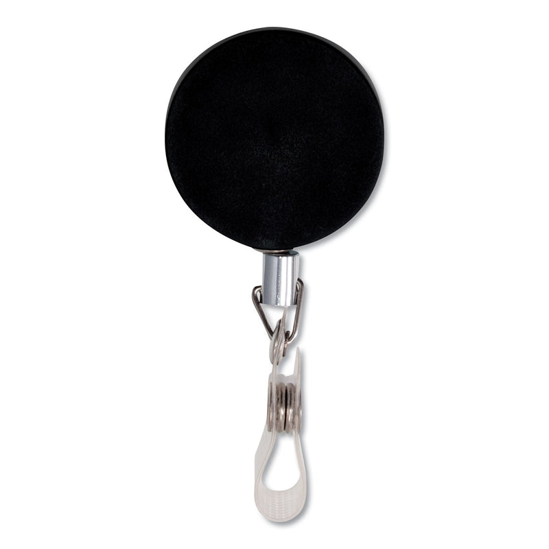 Advantus Premier Heavy-Duty Retractable ID Card Reel, 24" Extension, Black/Silver, 12/Box
