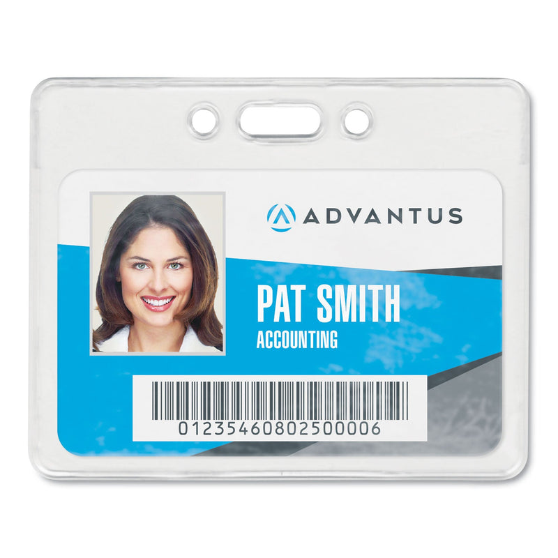Advantus Proximity ID Badge Holders, Horizontal, Clear 3.75" x 3" Holder, 3.5" x 2.25" Insert, 50/Pack