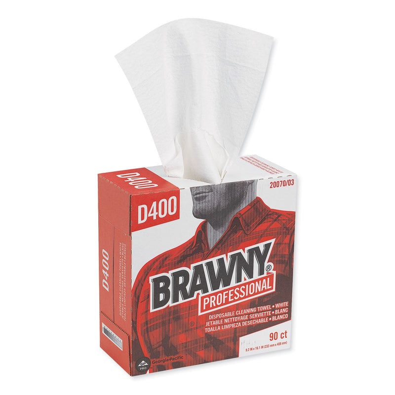 Brawny Medium Duty Premium DRC Wipers, 9.25 x 16.3, White, 90/Box