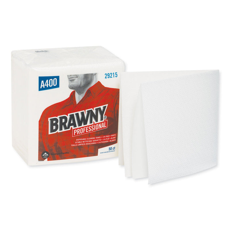 Brawny All Purpose Wipers, 13 x 13, White, 50/Pack, 16/Carton