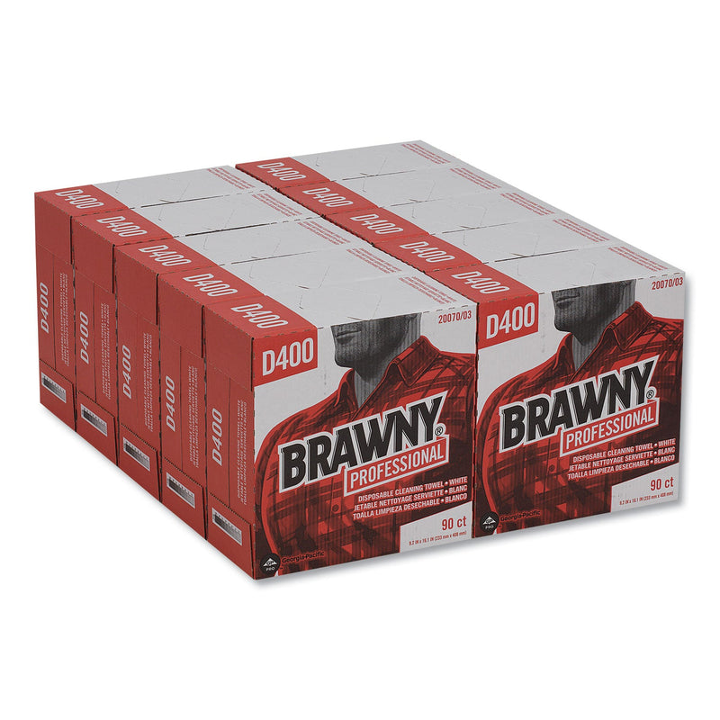Brawny Medium Duty Premium DRC Wipers, 9.25 x 16.3, White, 90 Wipes/Box, 10 Boxes/Carton