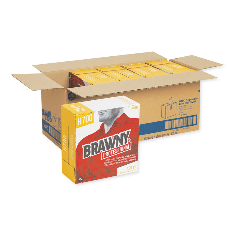 Brawny Medium Weight HEF Shop Towels, 9 1/8 x 16 1/2, 100/Box, 5 Boxes/Carton