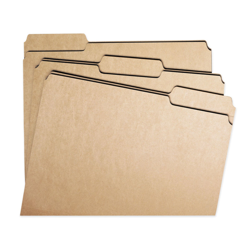 Smead Heavyweight Kraft File Folder, 1/3-Cut Tabs: Assorted, Letter Size, 0.75" Expansion, 17-pt Kraft, Brown, 50/Box