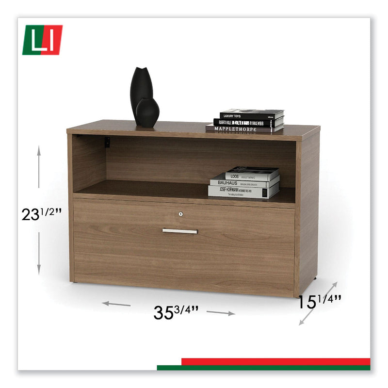Linea Italia Urban 36" Credenza, Bottom Pedestal, 35.25w x 15.25d x 23.75h, Natural Walnut