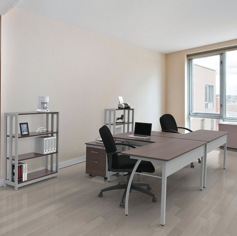 Linea Italia Trento Line L-Shaped Desk, 59.13" x 59.13" x 29.5", Mocha/Gray