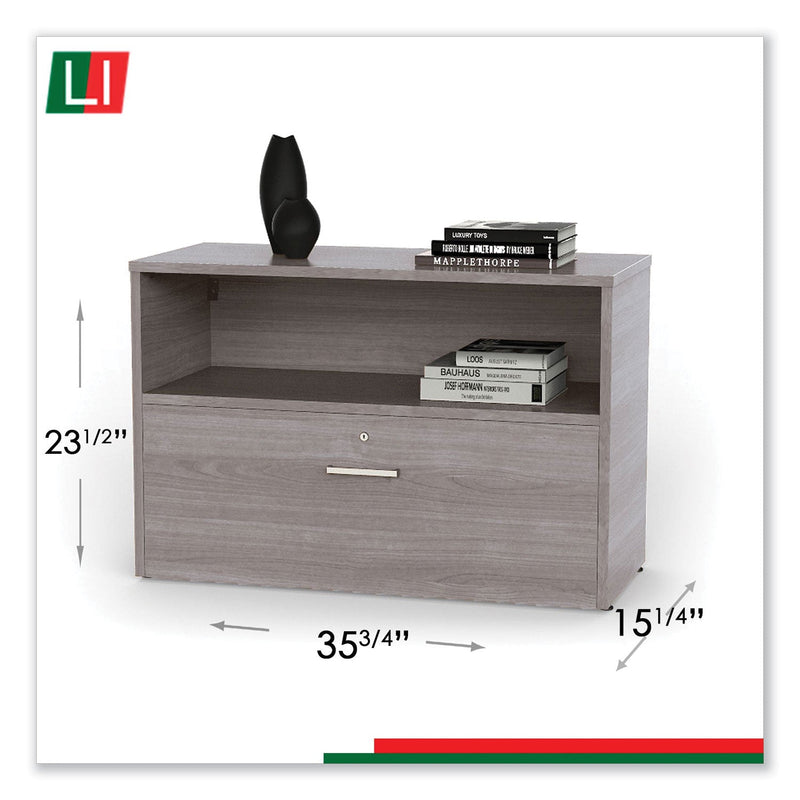 Linea Italia Urban 36" Credenza, Bottom Pedestal, 35.25w x 15.25d x 23.75h, Ash
