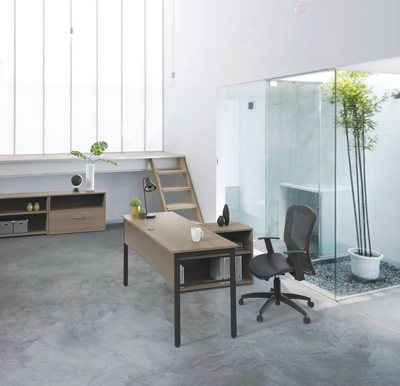 Linea Italia Urban Series Desk Workstation, 59" x 23.75" x 29.5", Natural Walnut