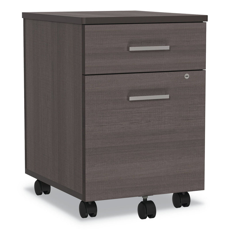 Linea Italia Trento Line Mobile Pedestal File, Left or Right, 2-Drawers: Box/File, Legal/Letter, Mocha, 16.5" x 19.75" x 23.63"