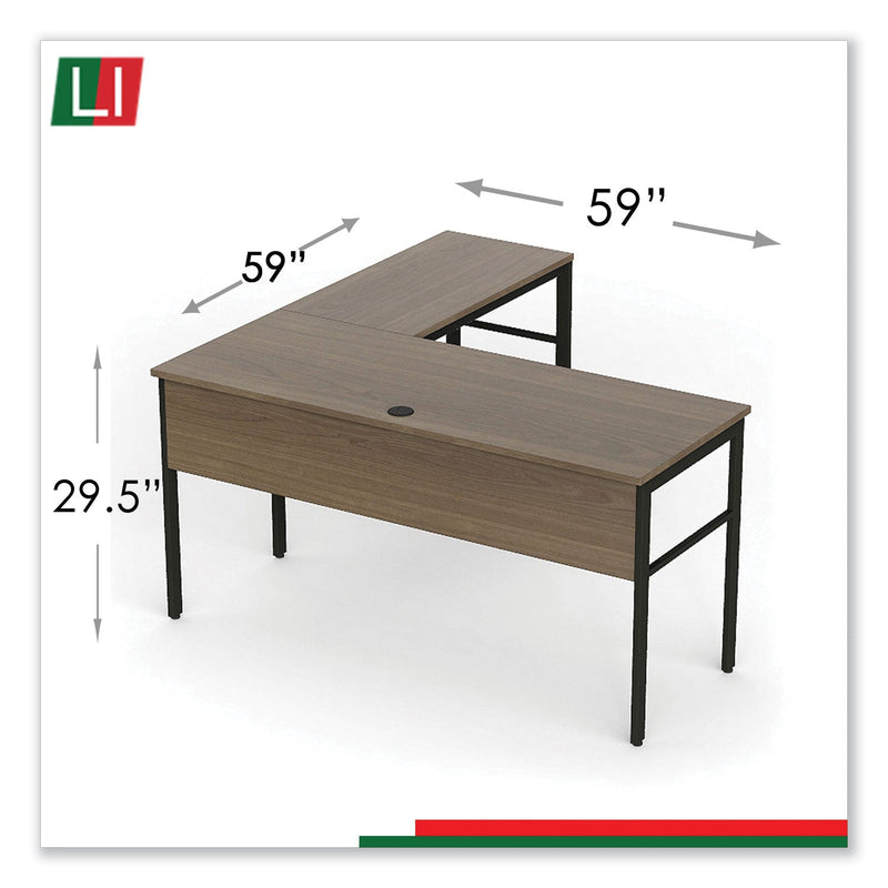Linea Italia Urban Series L- Shaped Desk, 59" x 59" x 29.5", Natural Walnut