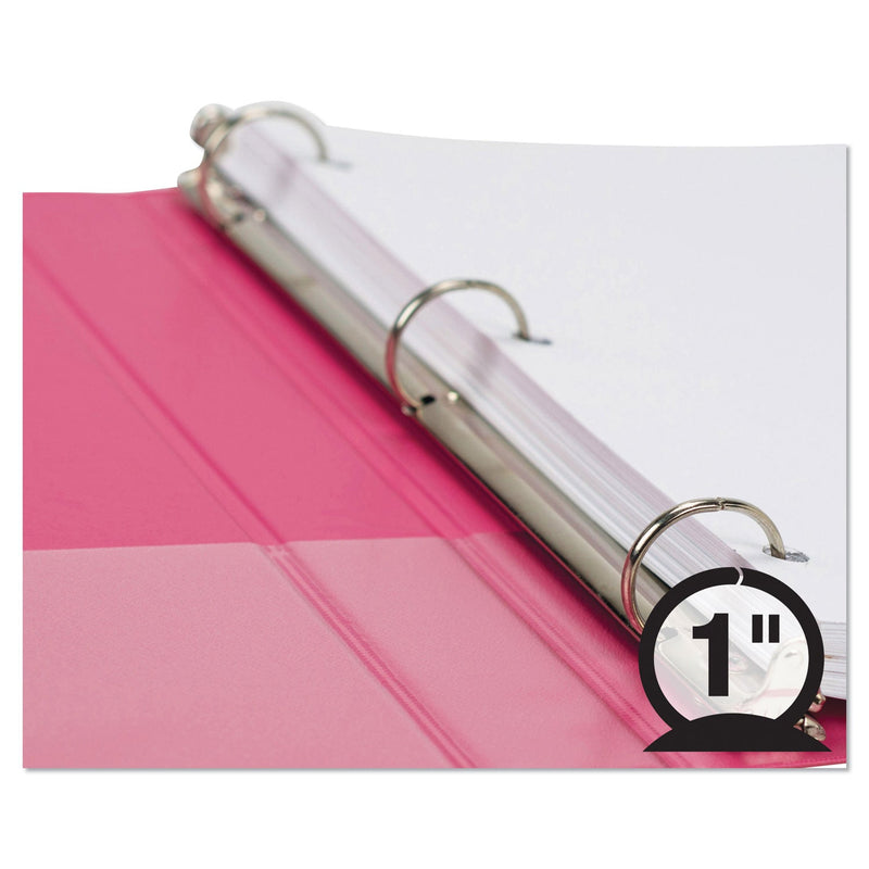 Samsill Earth’s Choice Biobased Durable Fashion View Binder, 3 Rings, 1" Capacity, 11 x 8.5, Berry, 2/Pack