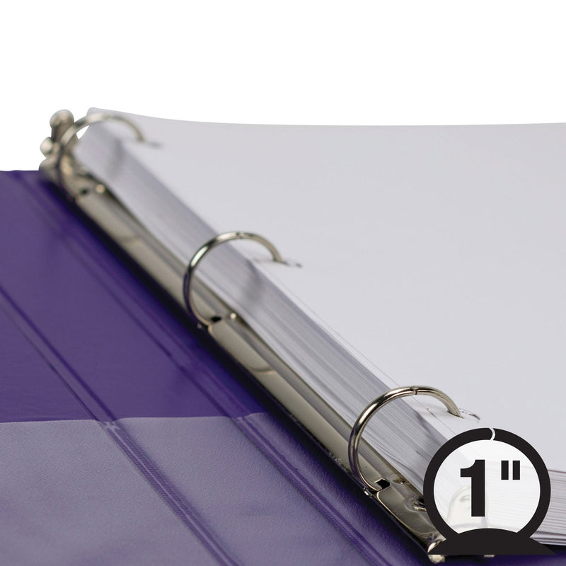 Samsill Earth’s Choice Biobased Durable Fashion View Binder, 3 Rings, 1" Capacity, 11 x 8.5, Purple, 2/Pack