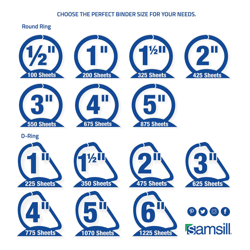 Samsill Earth’s Choice Biobased Durable Fashion View Binder, 3 Rings, 1" Capacity, 11 x 8.5, Purple, 2/Pack