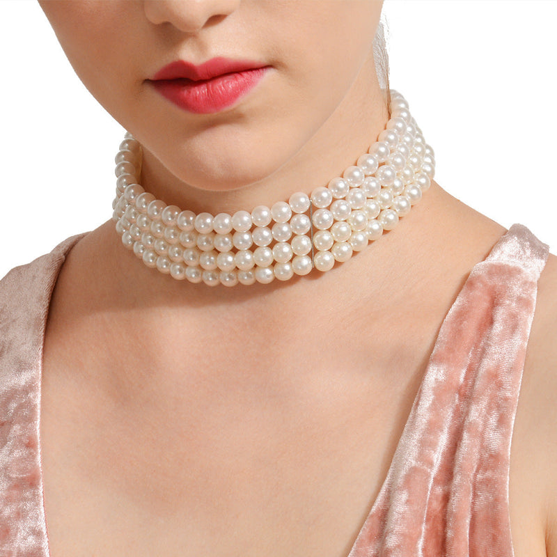 Handmade Beaded Multi Layer Pearl Necklace Statement