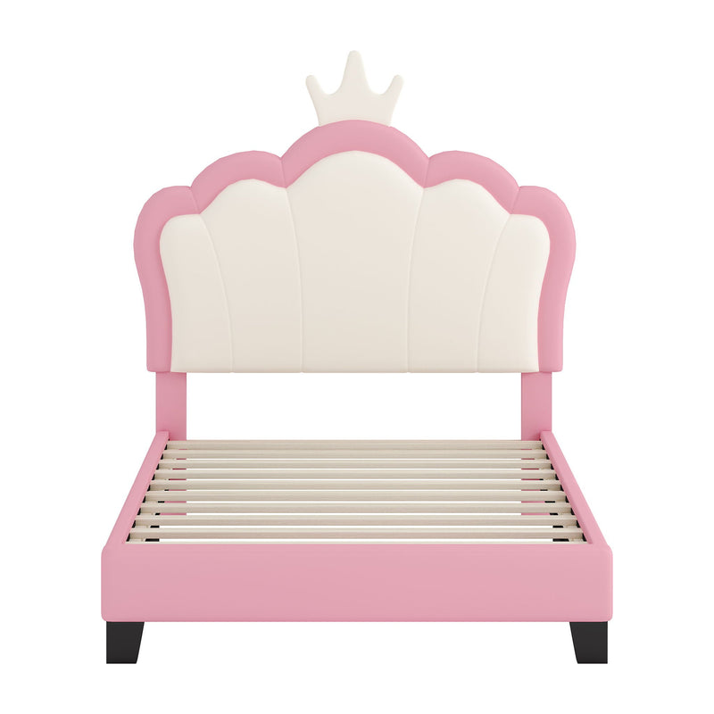 Upholstered Princess Platform Bed With Crown Headboard