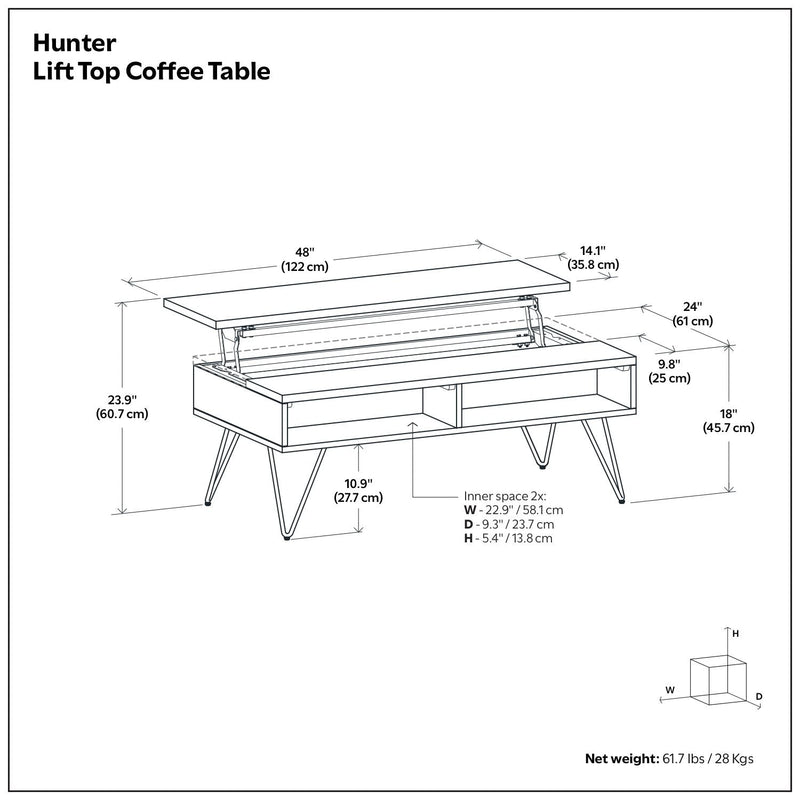Hunter - Handcrafted Lift Top Coffee Table