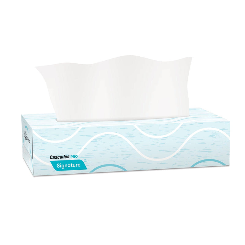 Cascades PRO Signature Facial Tissue, 2-Ply, White, Flat Box, 100 Sheets/Box, 30 Boxes/Carton