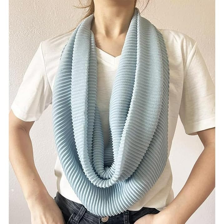 stylesilove Women Crinkle Pleated Square Scarf Solid Color Neckerchief Soft Bandana Small Shawl Neck Wraps for All Season