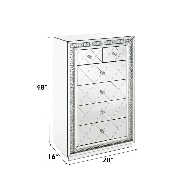 Nysa - Cabinet - Mirrored & Faux Crystals Inlay