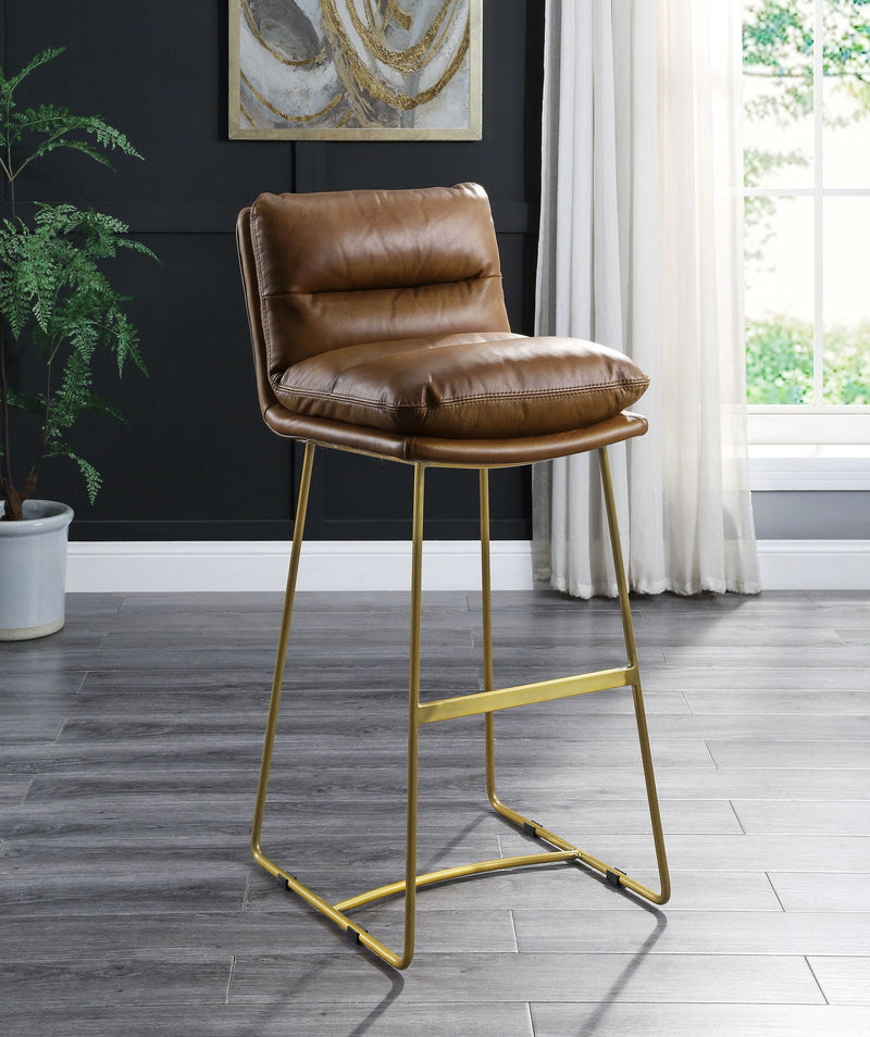 Alsey - Bar Chair - Saddle Brown Top Grain Leather