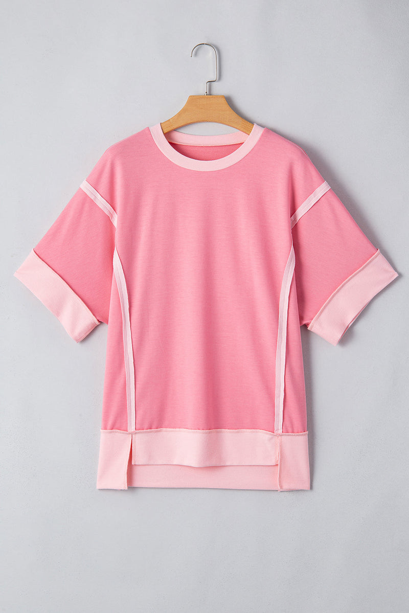Katie Raw Seam High Low Side Split Top