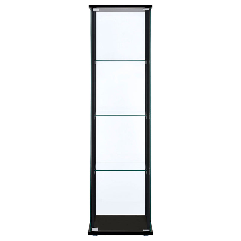 Cyclamen 4-shelf Clear Glass Curio Display Cabinet Black