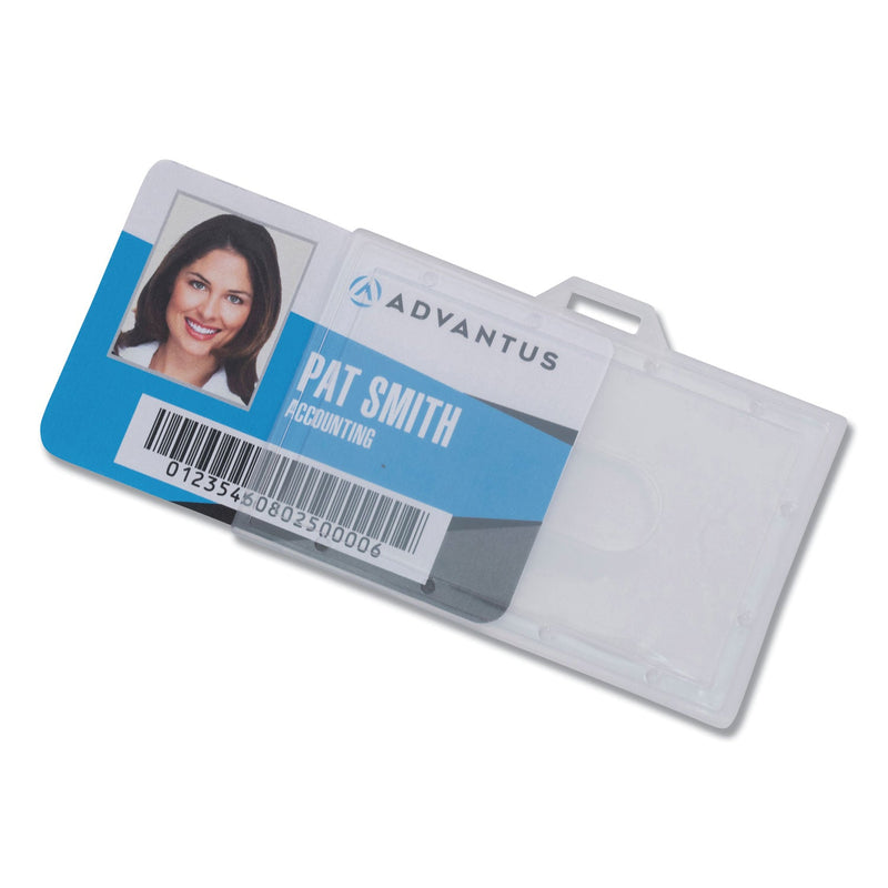 Advantus ID Card Holders, Horizontal, Clear 3.68" x 2.25" Holder, 3.38" x 2.13" Insert, 25/Pack