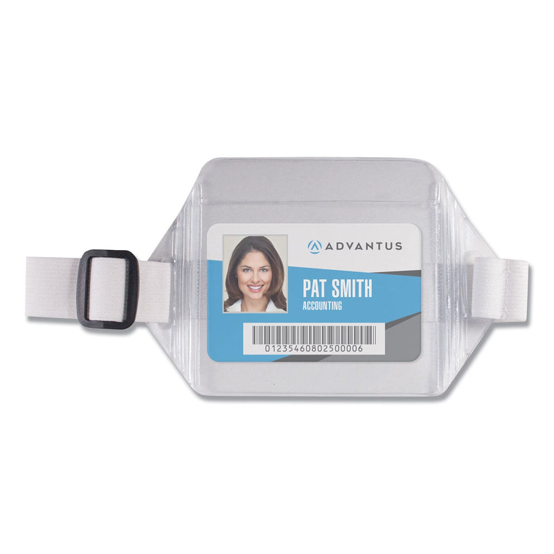Advantus Arm Badge Holders, Horizontal, Textured Clear 5.5" x 3.88" Holder, 3.5" x 3" Insert, 12/Pack
