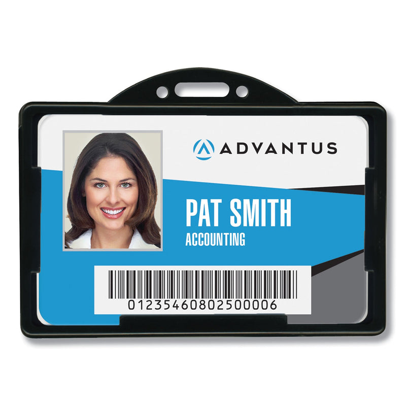 Advantus ID Card Holders, Horizontal, Black 3.68" x 2.38" Holder, 3.38" x 2.13" Insert, 25/Pack