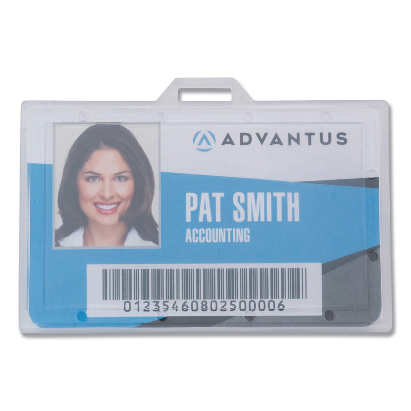 Advantus ID Card Holders, Horizontal, Clear 3.68" x 2.25" Holder, 3.38" x 2.13" Insert, 25/Pack