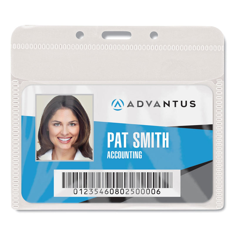 Advantus PVC-Free Badge Holders, Horizontal, Clear 4.5" x 4" Holder, 4.13" x 3.13" Insert, 50/Pack
