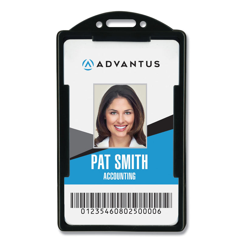 Advantus ID Card Holders, Vertical, Black 2.38" x 3.68" Holder, 2.13" x 3.38" Insert, 25/Pack