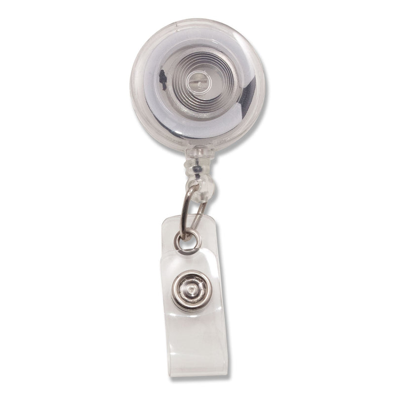 Advantus Translucent Retractable ID Card Reel, 30" Extension, Clear, 12/Pack
