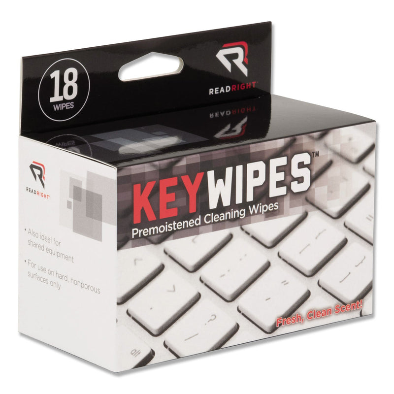 Read Right KeyWipes Keyboard Wet Wipes, 6.88 x 5, 18/Box