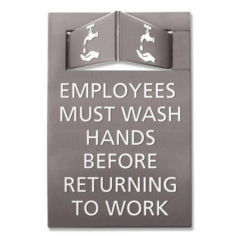 Advantus Pop-Out ADA Sign, Wash Hands, Tactile Symbol, Plastic, 6 x 9, Gray/White