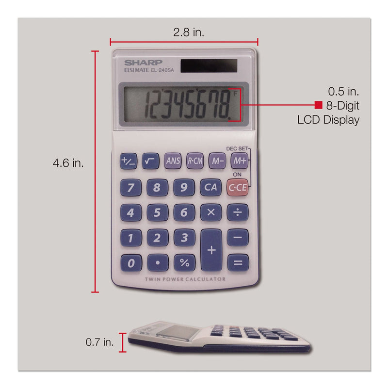 Sharp EL240SB Handheld Business Calculator, 8-Digit LCD