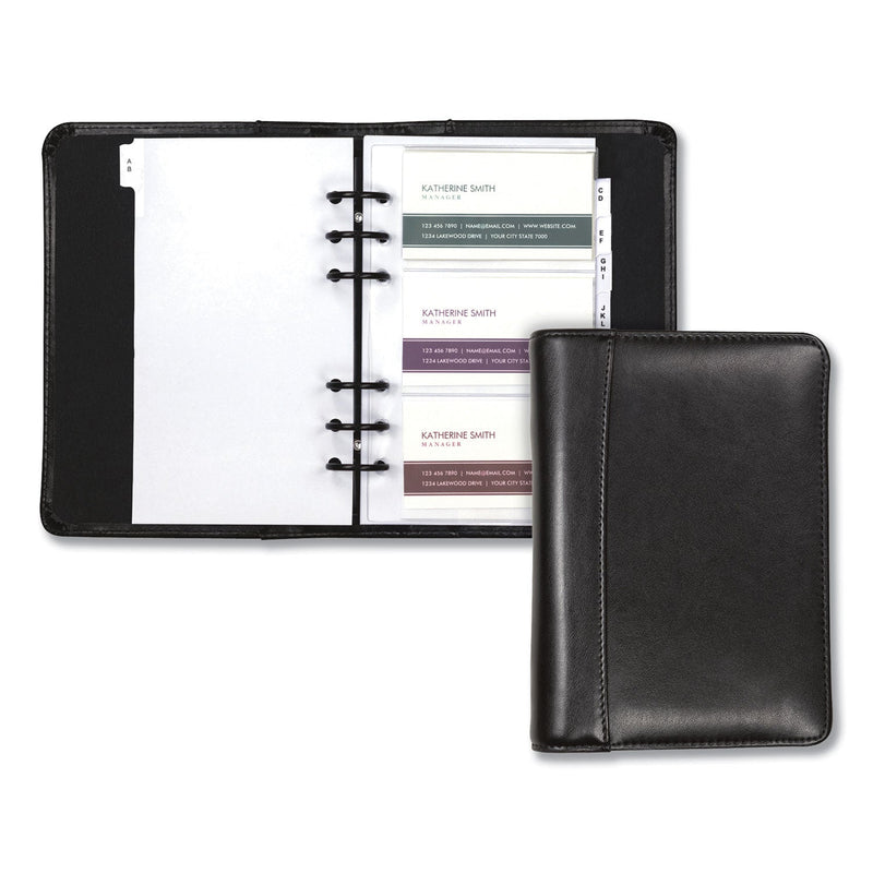 Samsill Regal Leather Business Card Binder, Holds 120 2 x 3.5 Cards, 5.75 x 7.75, Black