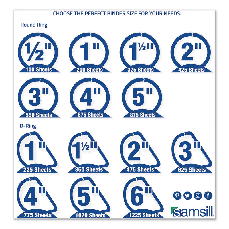 Samsill Earth's Choice Biobased D-Ring View Binder, 3 Rings, 2" Capacity, 11 x 8.5, White