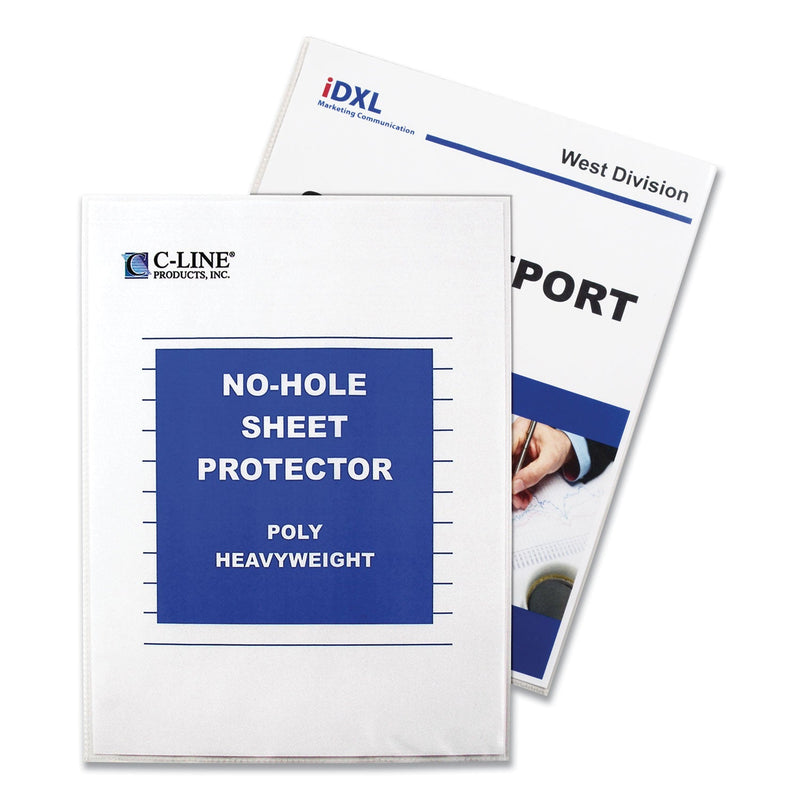 C-Line Top-Load No-Hole Sheet Protectors, Heavyweight, Clear, 2" Capacity, 25/Box