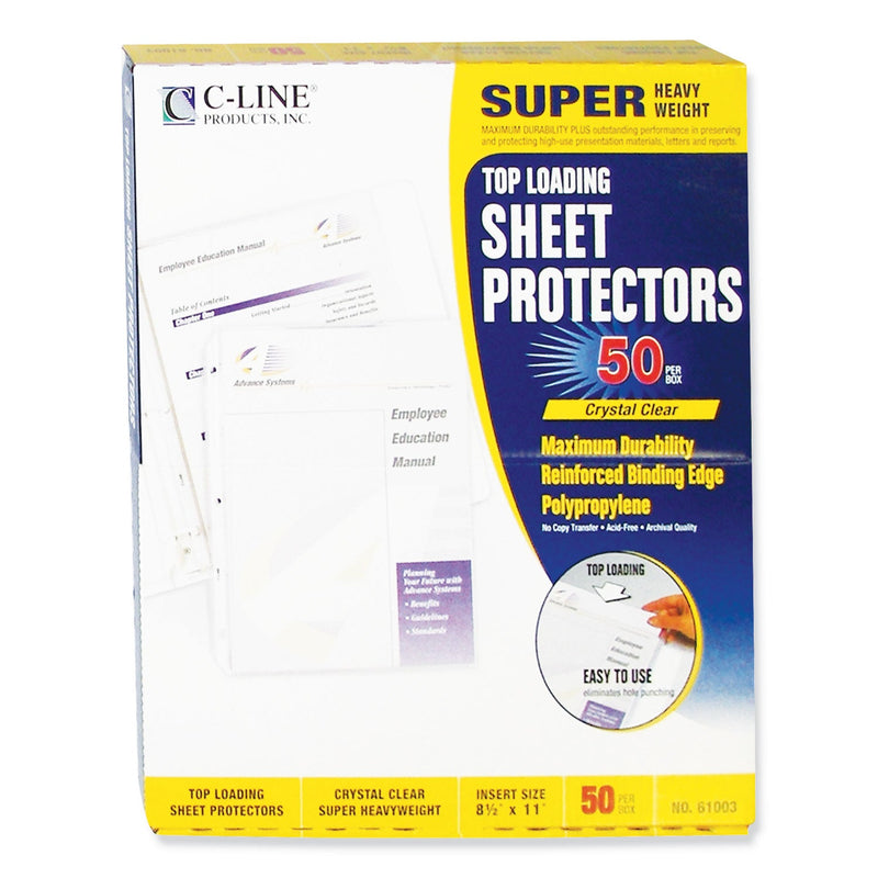C-Line Super Heavyweight Polypropylene Sheet Protectors, Clear, 2", 11 x 8.5, 50/BX