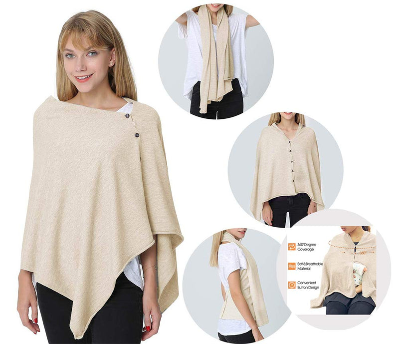 stylesilove Multi-Use Knit Nursing Shawl Poncho Adjustable Buttons for Breastfeeding Protection Nursing Cover Infinity Scarf