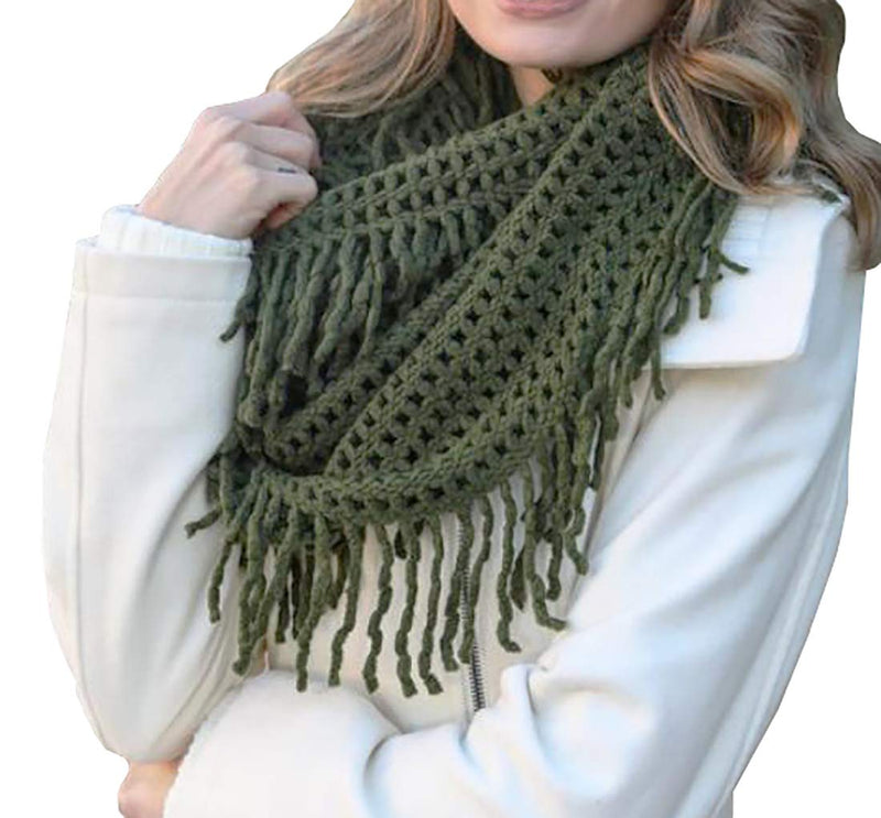 stylesilove Women Cozy Knit Tassel Infinity Loop Scarf - 8 Colors