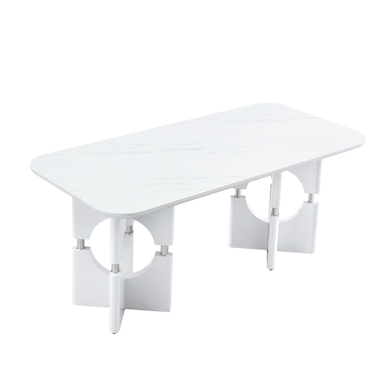 Modern Dining Table With Sleek Hollow-Out Frame And Accents