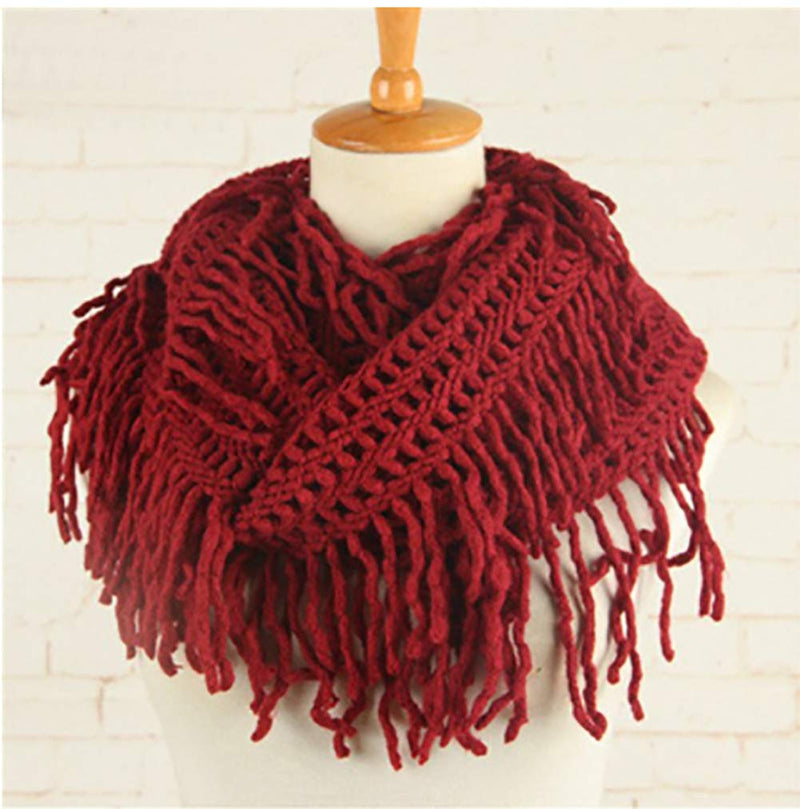 stylesilove Women Cozy Knit Tassel Infinity Loop Scarf - 8 Colors