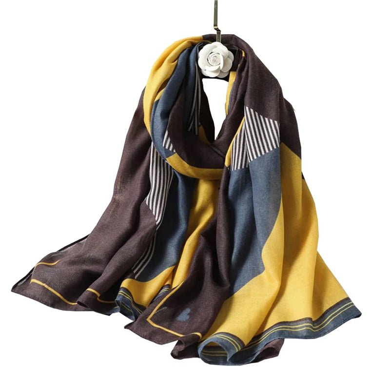stylesilove Women Stripe Geometric Printed Lightweight Fashion Scarf Large Shawl Scarves Neck Wraps for All Season, 7 Colors
